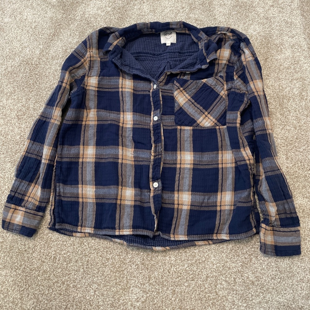 Aerie Crop Plaid Sleep Shirt, Small